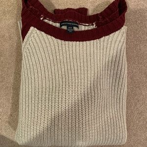 Maroon + White American Eagle Knit Sweater Size M